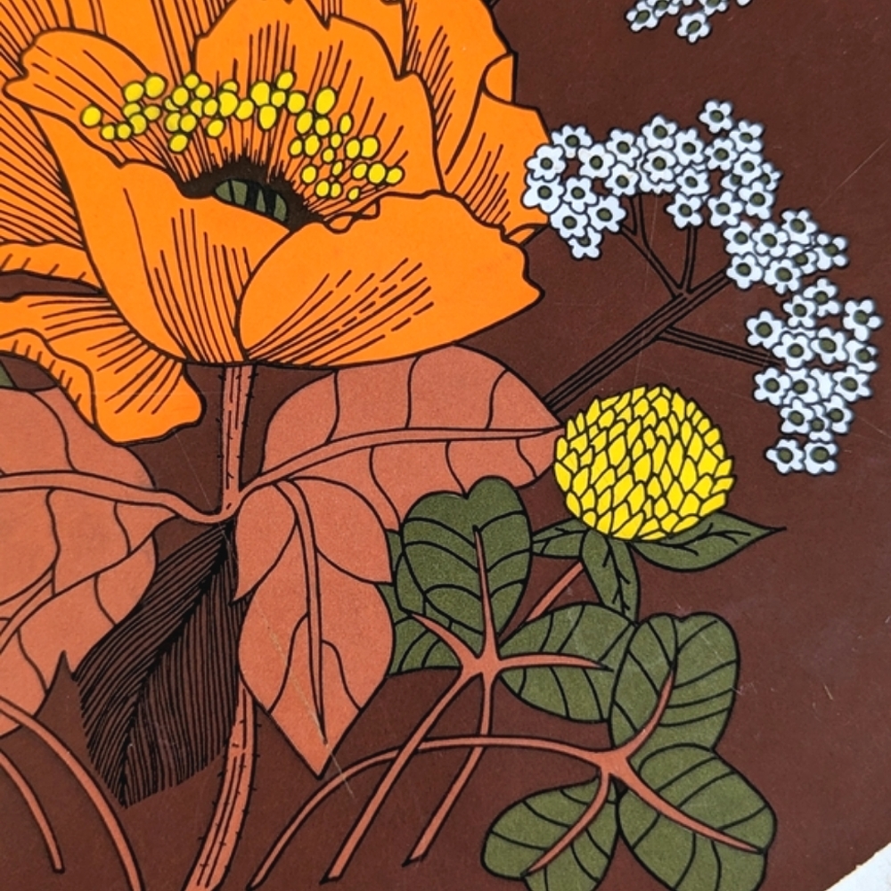 Vintage 1970's Pot Holder Casserole Stand Kitchen Counter Top Floral Tray Trivet - Picture 3 of 12